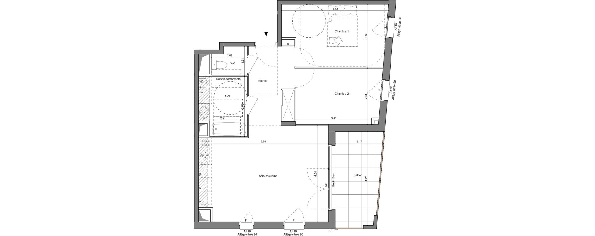 Appartement T3 de 60,65 m2 &agrave; Simandres Centre