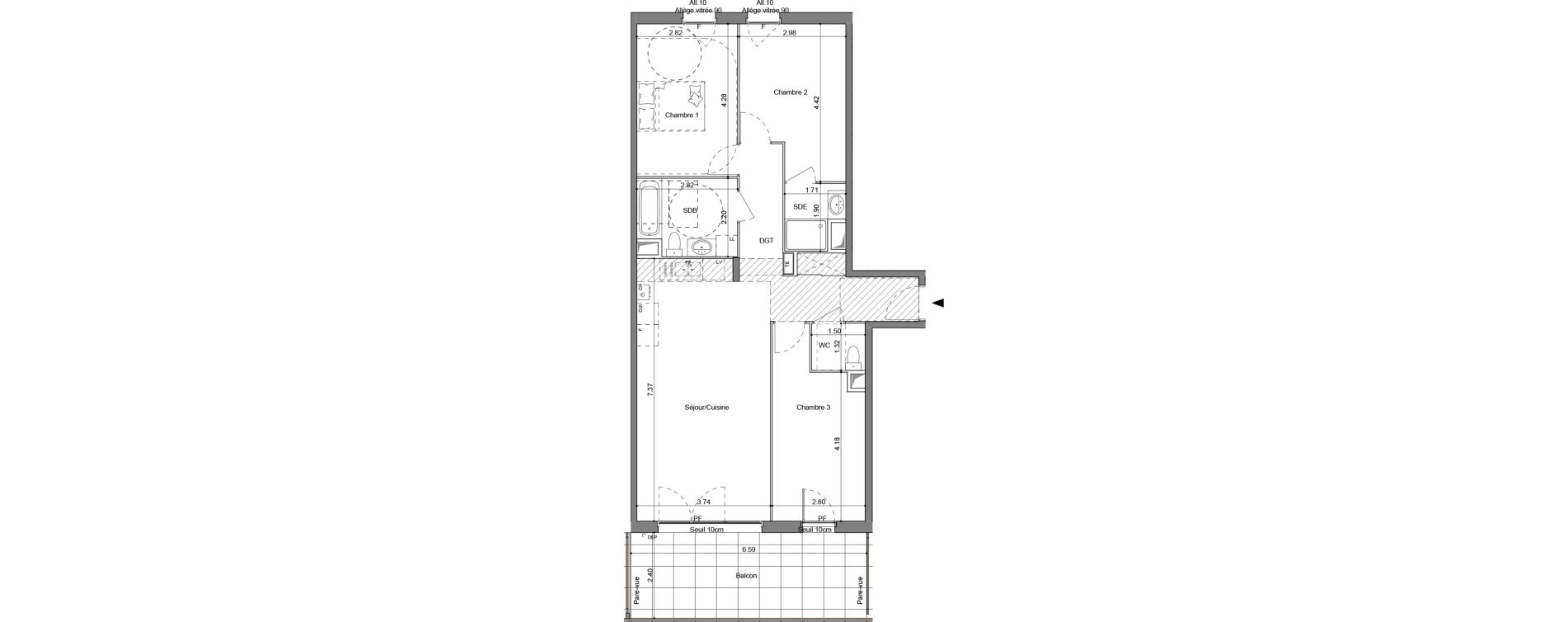 Appartement T4 de 84,20 m2 &agrave; Simandres Centre