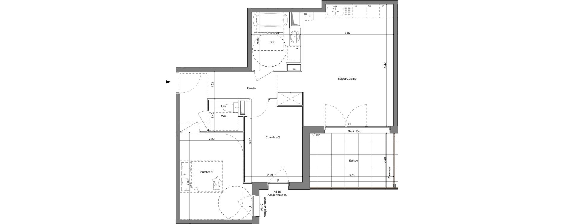 Appartement T3 de 58,10 m2 &agrave; Simandres Centre