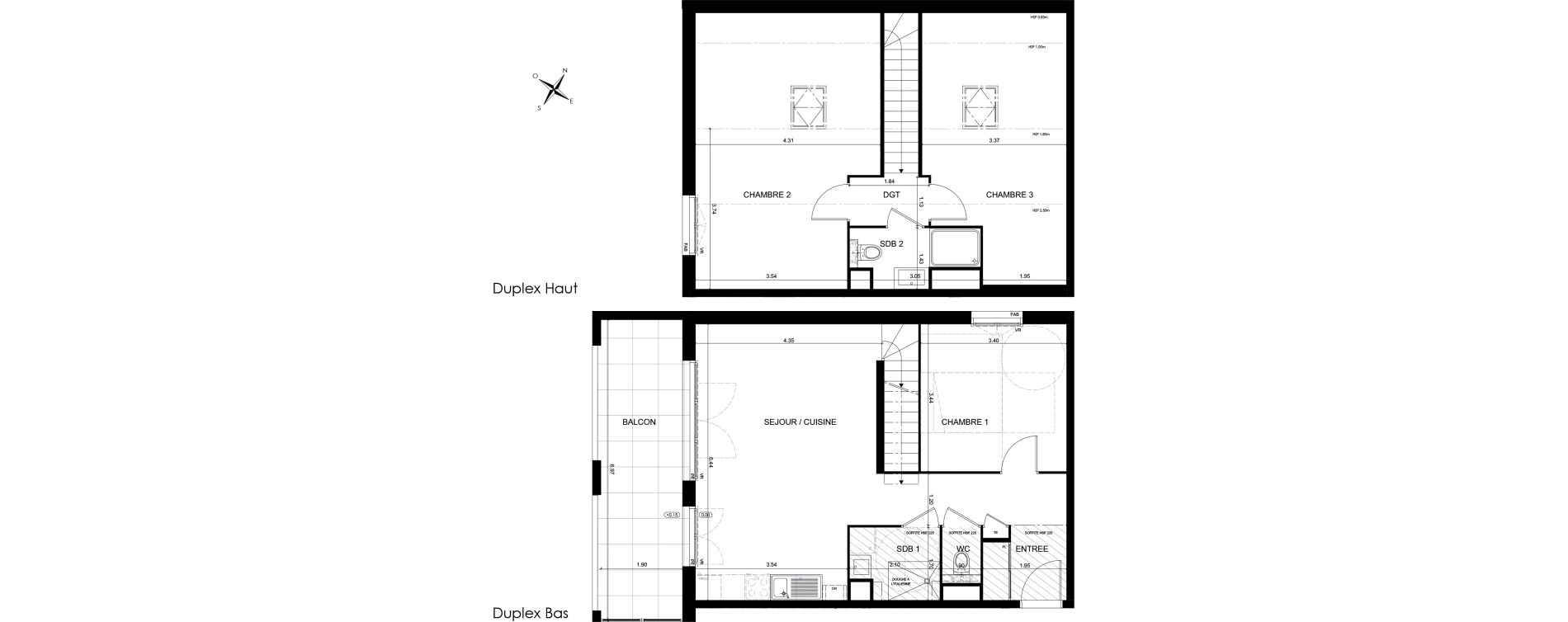 Duplex T4 de 80,25 m2 &agrave; Solaize Centre