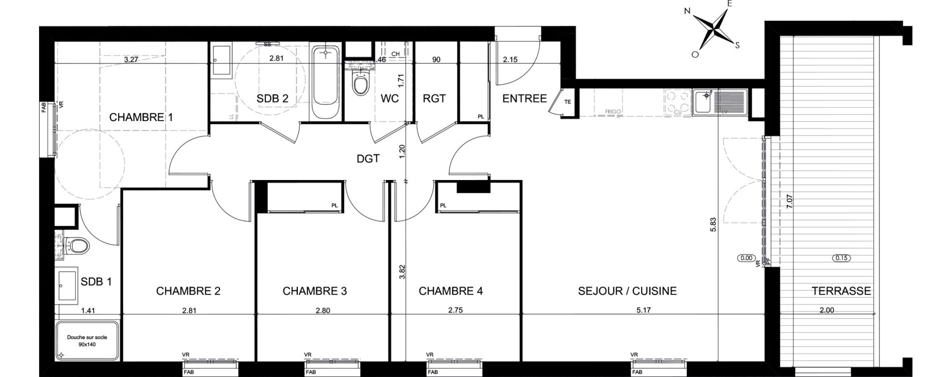 Appartement T5 de 95,38 m2 &agrave; Solaize Centre
