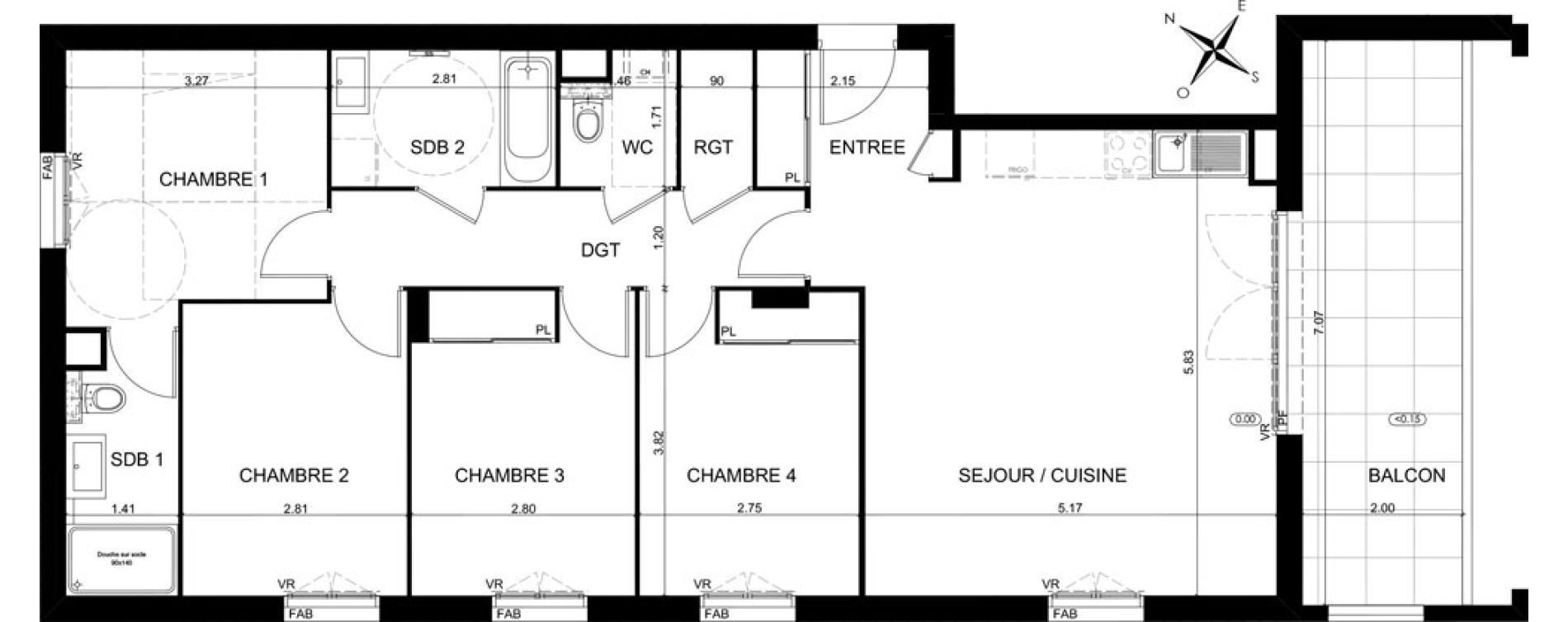 Appartement T5 de 95,24 m2 &agrave; Solaize Centre