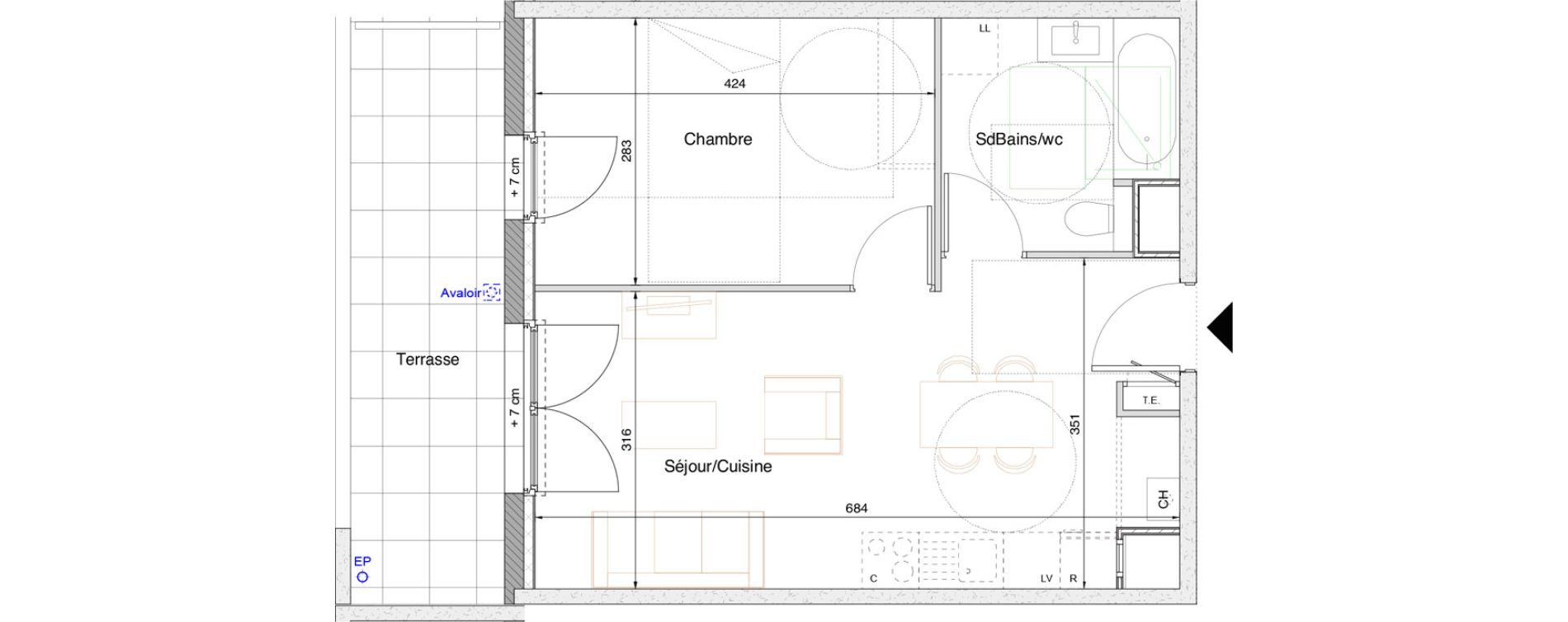 Appartement T2 de 39,50 m2 &agrave; Tarare Centre