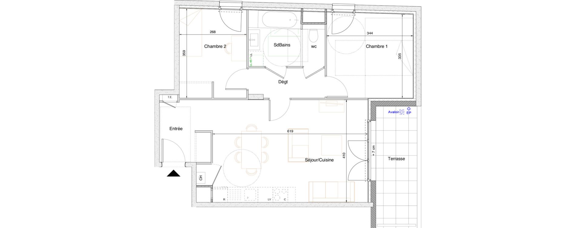 Appartement T3 de 61,90 m2 &agrave; Tarare Centre