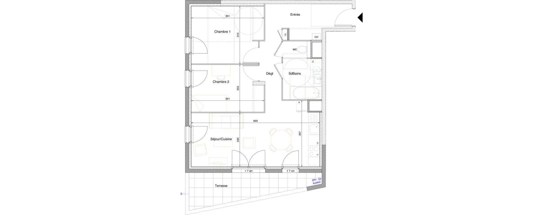 Appartement T3 de 60,20 m2 &agrave; Tarare Centre