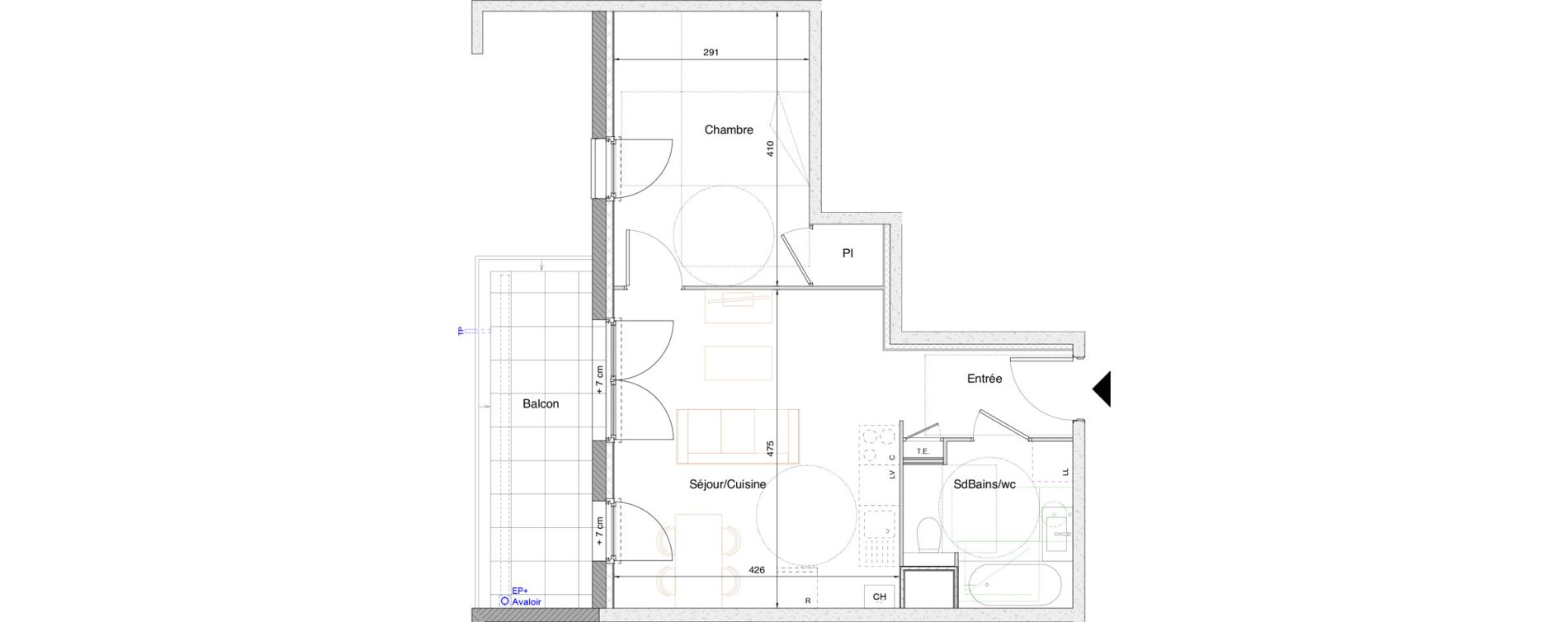 Appartement T2 de 41,80 m2 &agrave; Tarare Centre