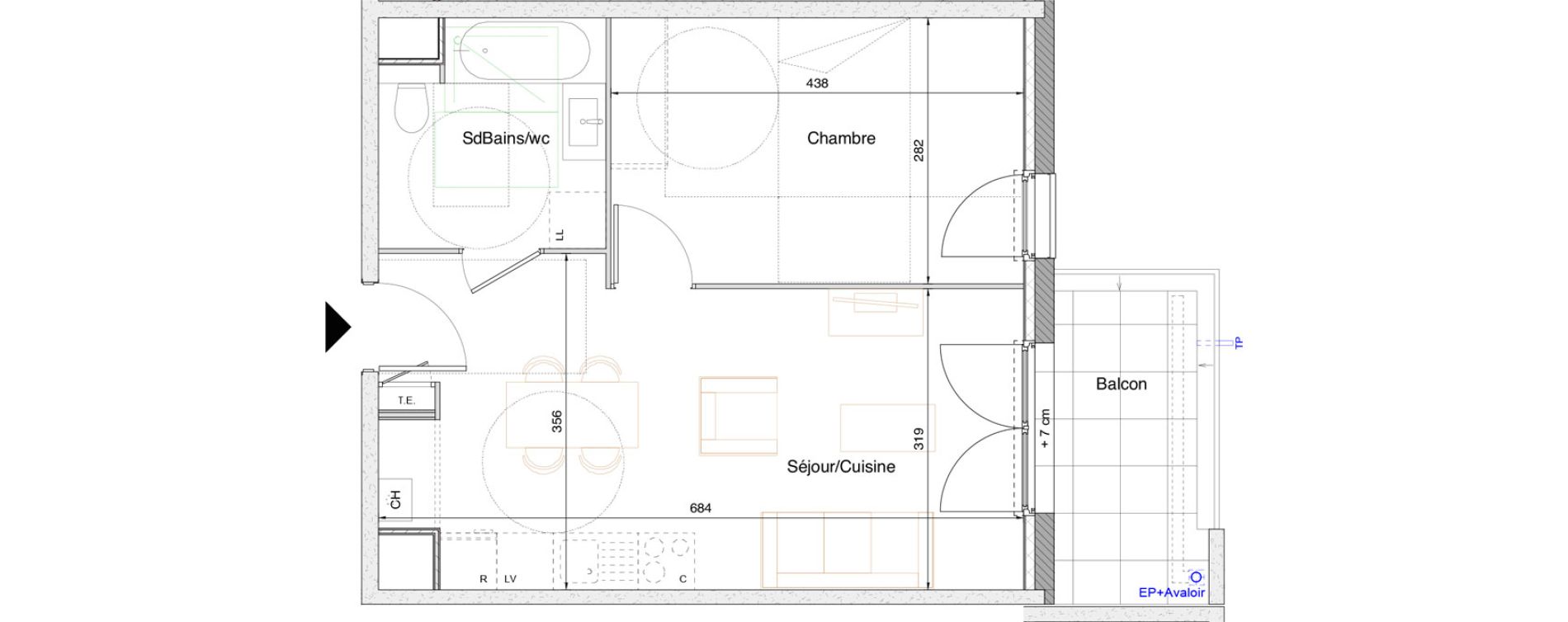 Appartement T2 de 39,75 m2 &agrave; Tarare Centre