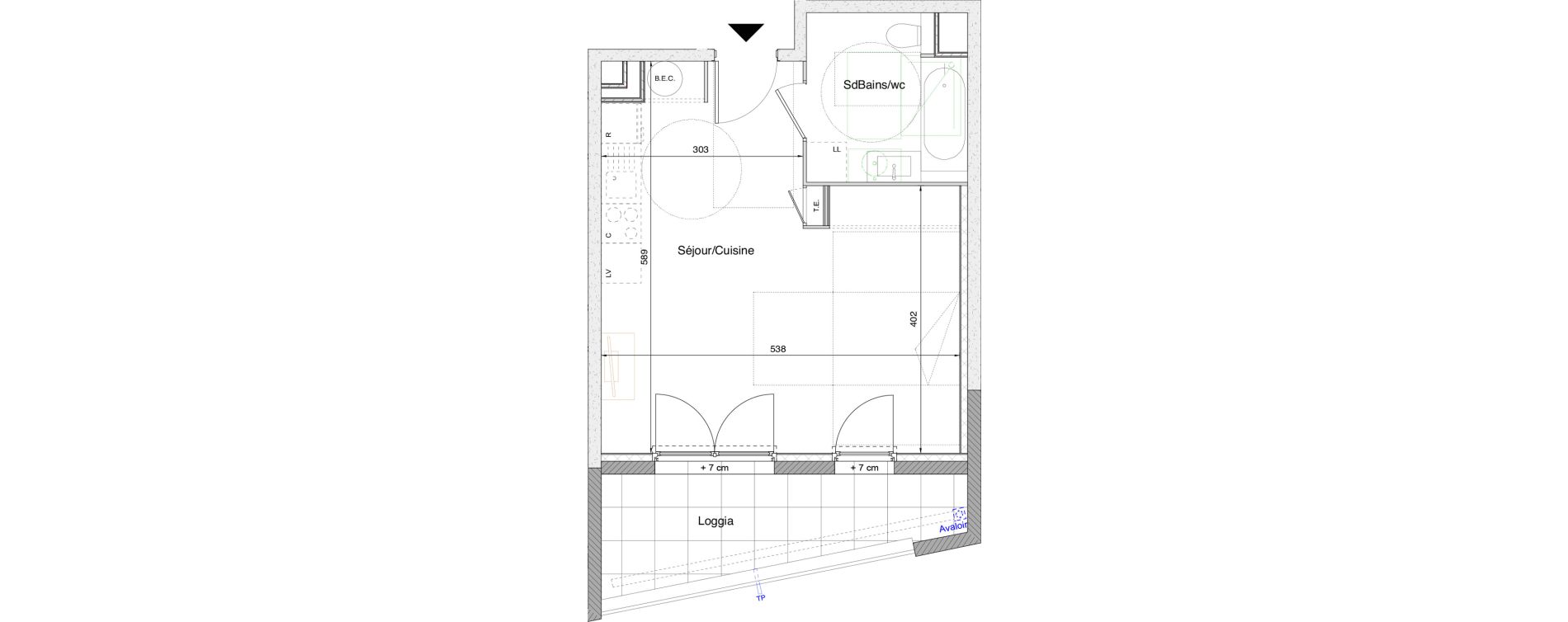 Appartement T1 de 32,30 m2 &agrave; Tarare Centre