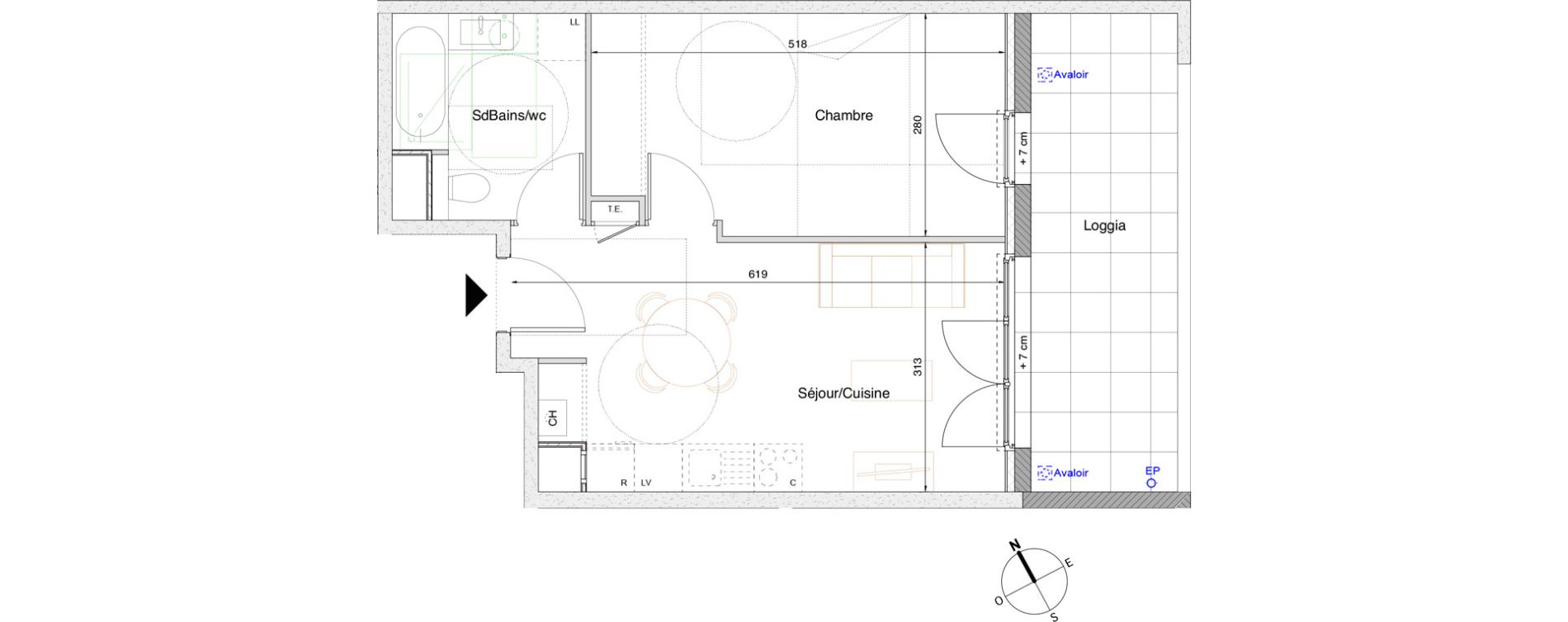 Appartement T2 de 38,65 m2 &agrave; Tarare Centre