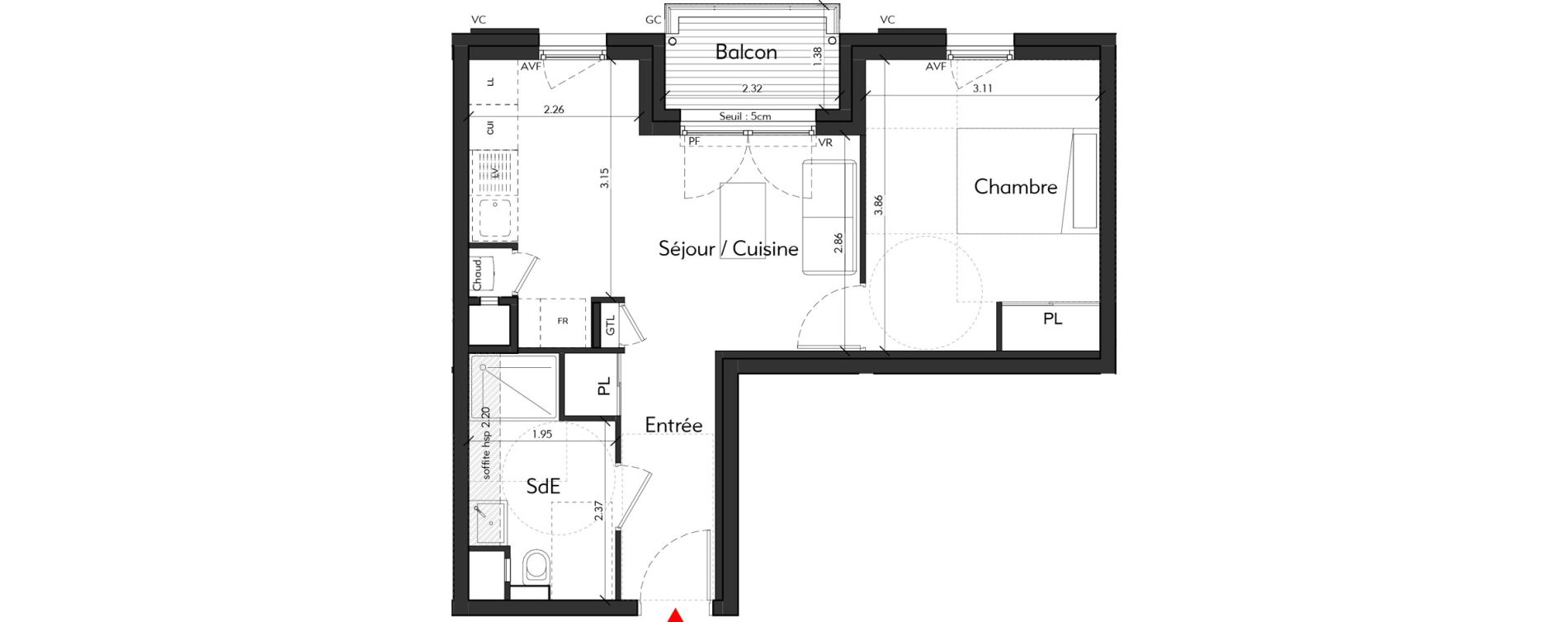 Appartement T2 de 38,12 m2 &agrave; Tassin-La-Demi-Lune Montribloud-boyer