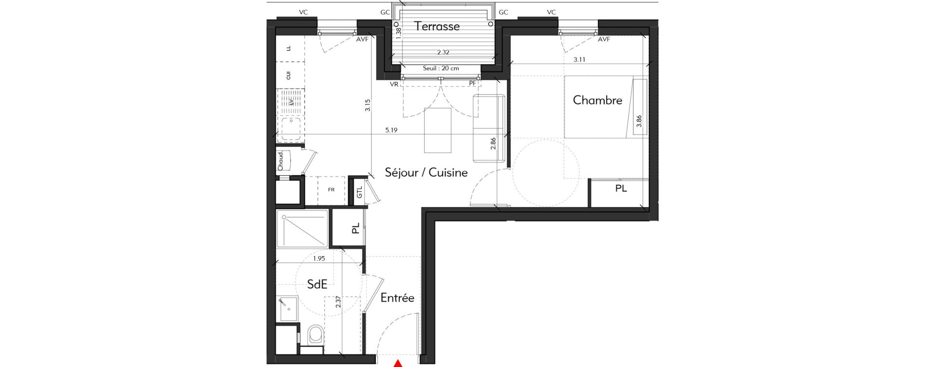 Appartement T2 de 38,12 m2 &agrave; Tassin-La-Demi-Lune Montribloud-boyer
