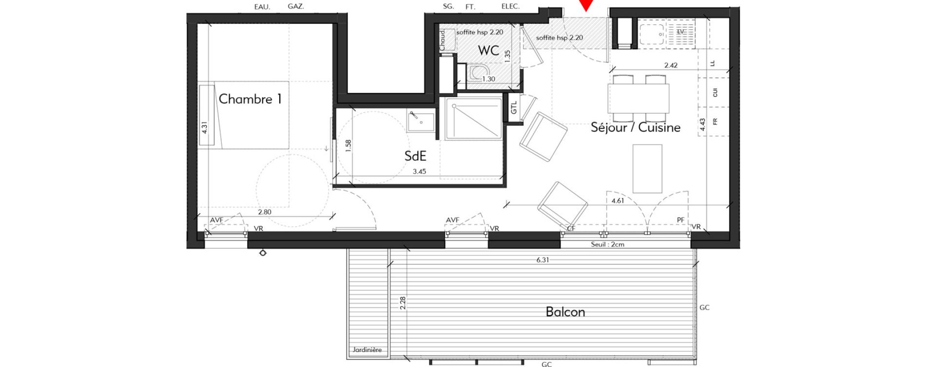 Appartement T2 de 42,22 m2 &agrave; Tassin-La-Demi-Lune Montribloud-boyer