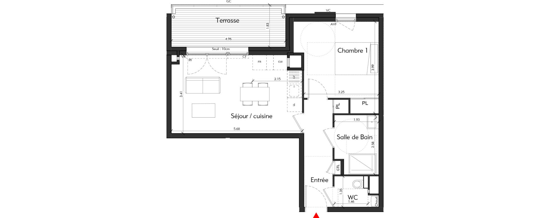 Appartement T2 de 44,09 m2 &agrave; Tassin-La-Demi-Lune Montribloud-boyer