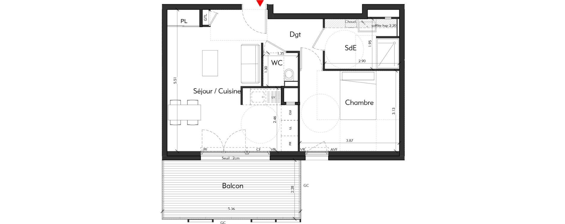 Appartement T2 de 45,74 m2 &agrave; Tassin-La-Demi-Lune Montribloud-boyer