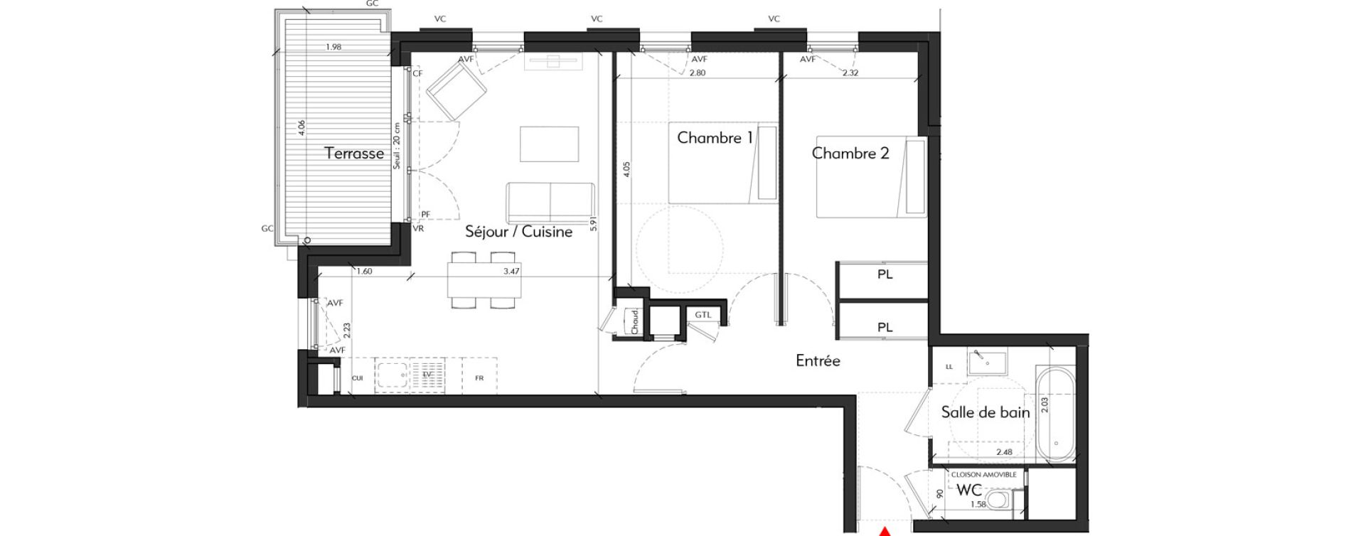 Appartement T3 de 62,75 m2 &agrave; Tassin-La-Demi-Lune Montribloud-boyer
