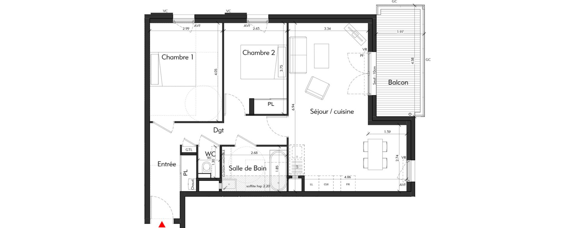 Appartement T3 de 64,96 m2 &agrave; Tassin-La-Demi-Lune Montribloud-boyer