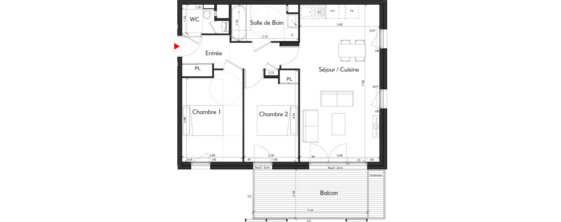 Appartement T3 de 63,34 m2 &agrave; Tassin-La-Demi-Lune Montribloud-boyer