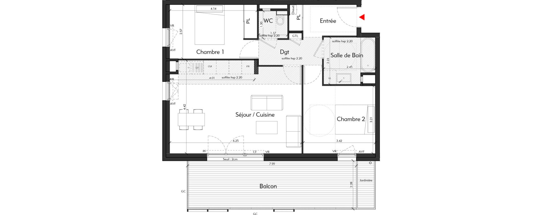 Appartement T3 de 64,19 m2 &agrave; Tassin-La-Demi-Lune Montribloud-boyer