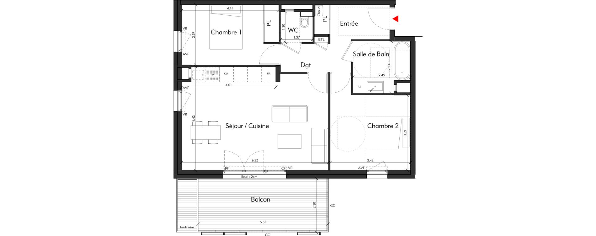 Appartement T3 de 64,19 m2 &agrave; Tassin-La-Demi-Lune Montribloud-boyer