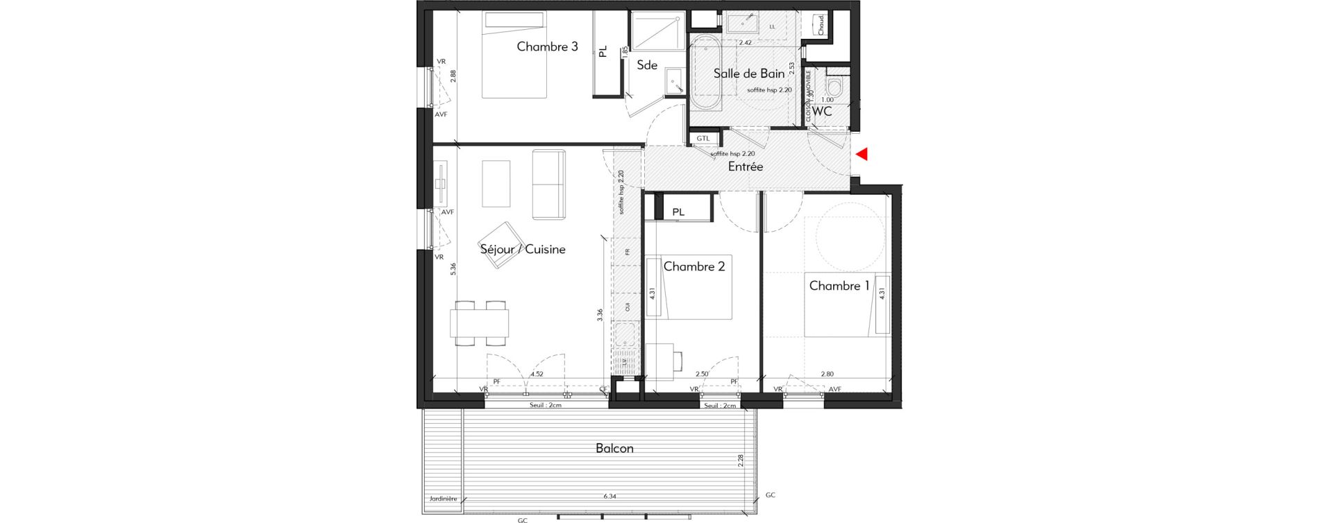 Appartement T4 de 74,81 m2 &agrave; Tassin-La-Demi-Lune Montribloud-boyer
