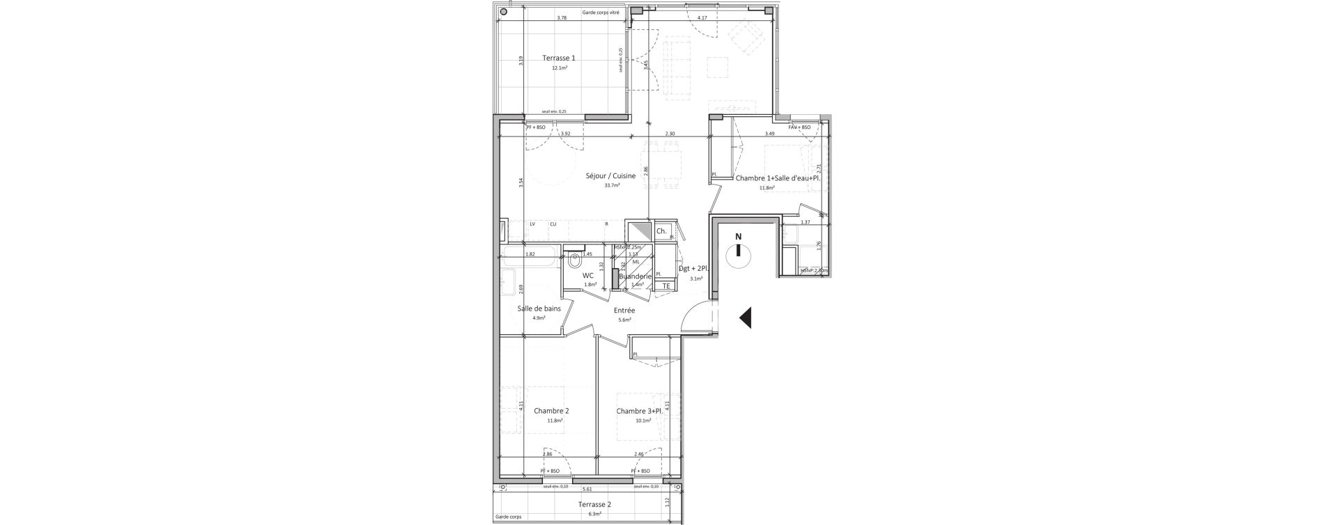 Appartement T4 de 84,10 m2 &agrave; Tassin-La-Demi-Lune Centre ville