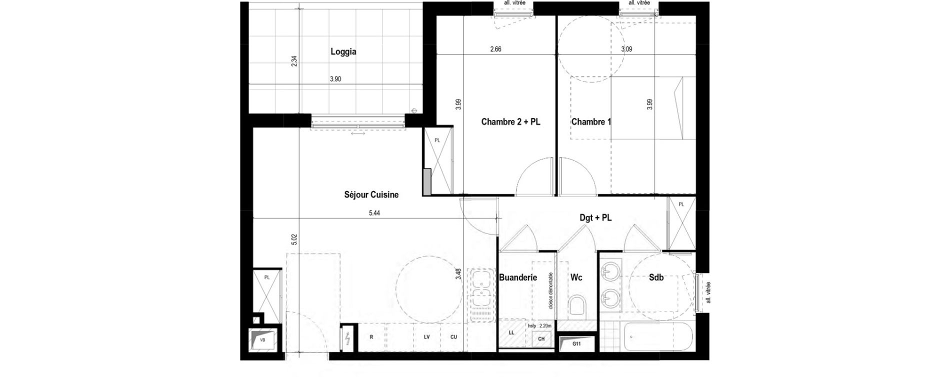 Appartement T3 de 61,58 m2 &agrave; Tassin-La-Demi-Lune La raude