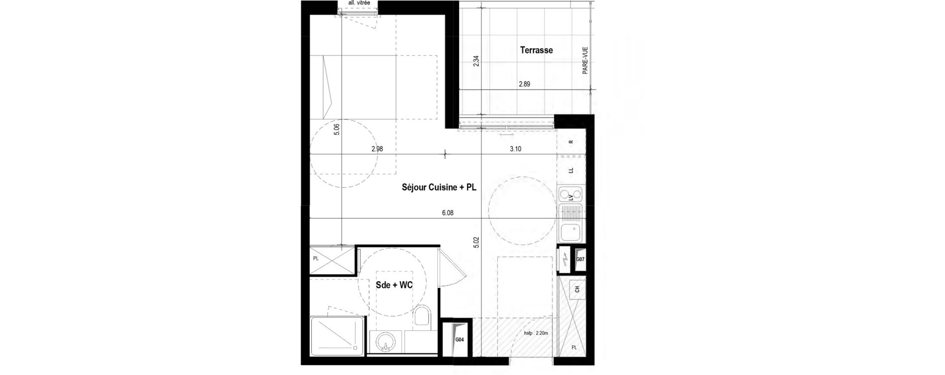 Appartement T1 de 36,44 m2 &agrave; Tassin-La-Demi-Lune La raude