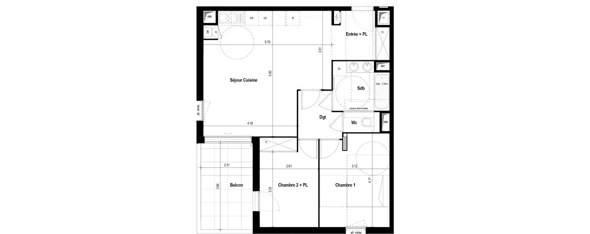 Appartement T3 de 66,43 m2 &agrave; Tassin-La-Demi-Lune La raude