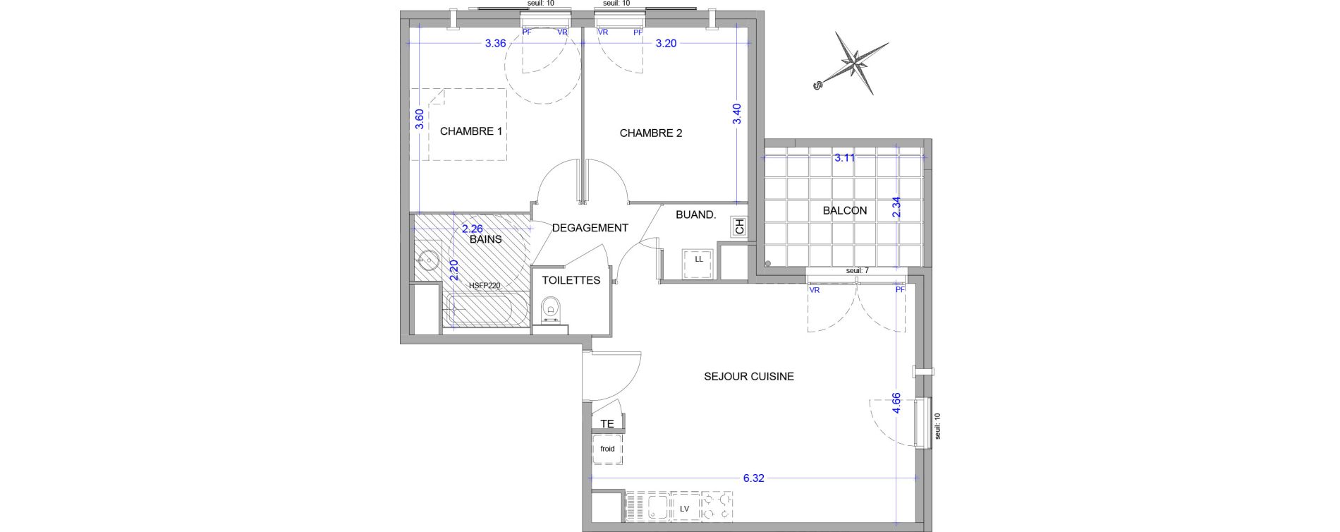 Appartement T3 de 62,67 m2 &agrave; Tassin-La-Demi-Lune Ala&iuml;