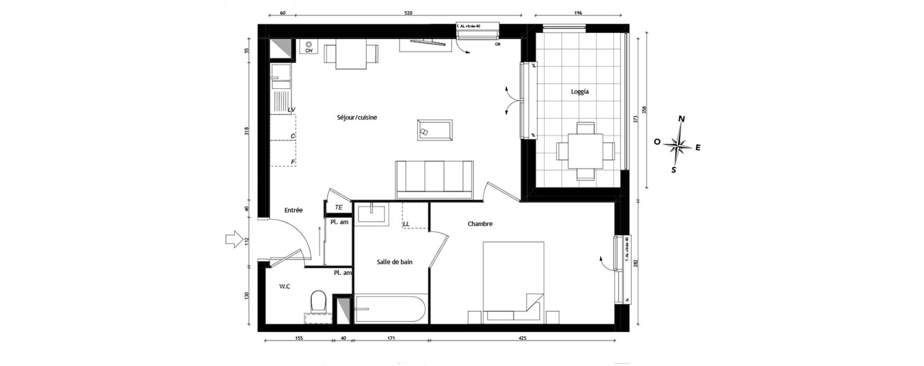 Appartement T2 de 42,94 m2 &agrave; Tassin-La-Demi-Lune Centre