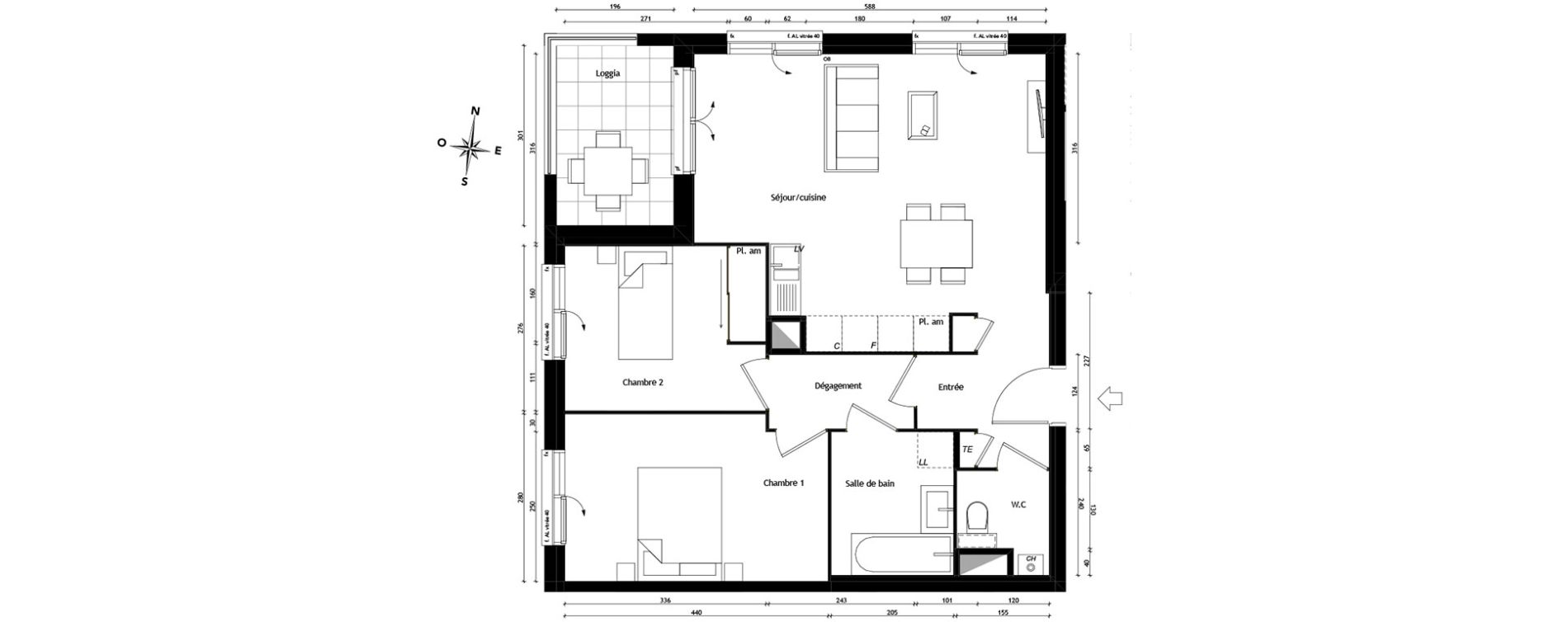 Appartement T3 de 61,51 m2 &agrave; Tassin-La-Demi-Lune Centre