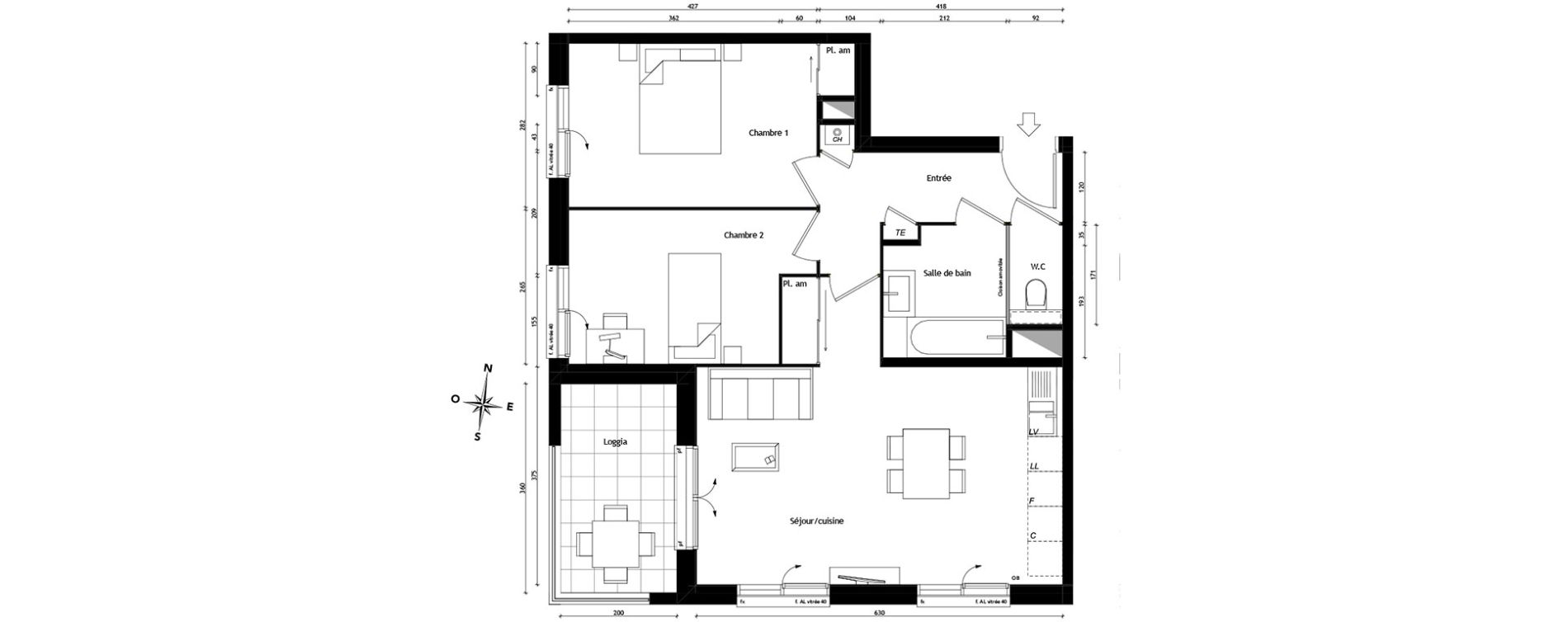 Appartement T3 de 61,41 m2 &agrave; Tassin-La-Demi-Lune Centre