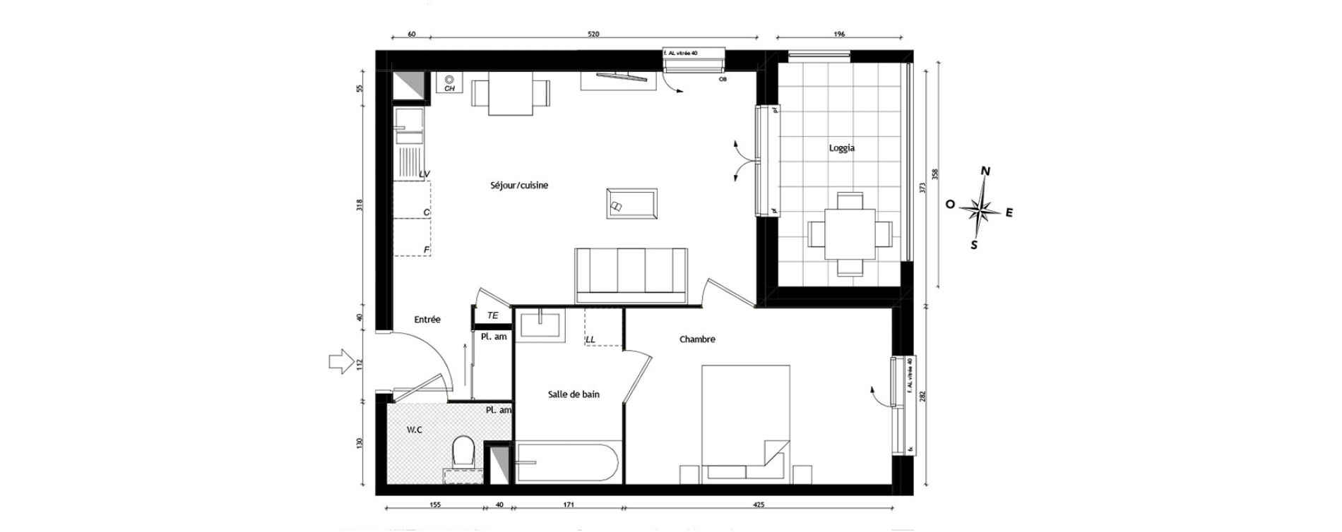 Appartement T2 de 42,94 m2 &agrave; Tassin-La-Demi-Lune Centre