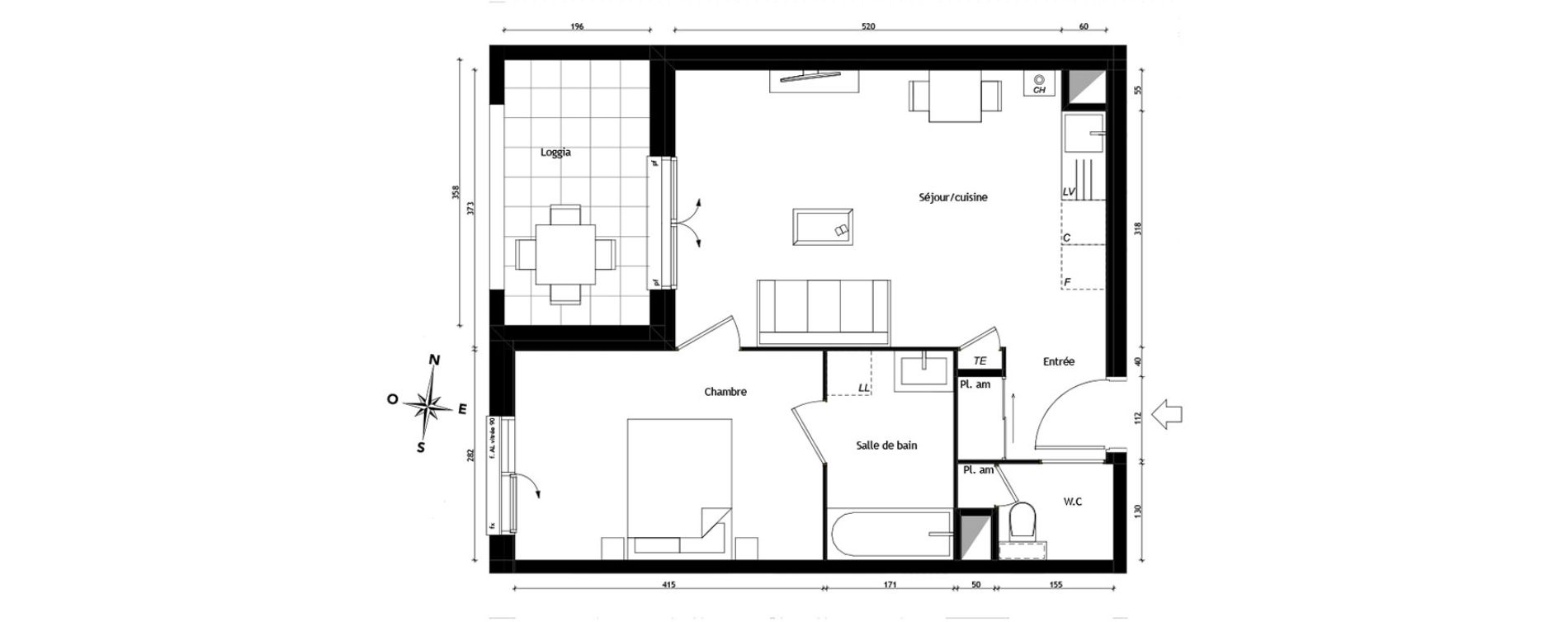 Appartement T2 de 42,86 m2 &agrave; Tassin-La-Demi-Lune Centre
