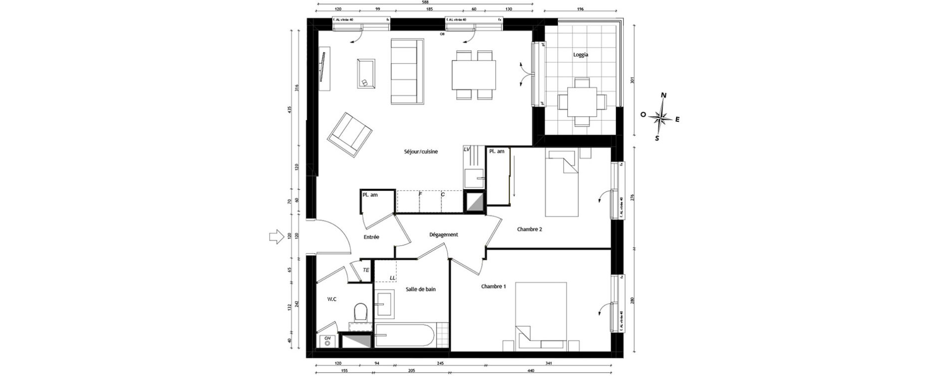 Appartement T3 de 61,49 m2 &agrave; Tassin-La-Demi-Lune Centre
