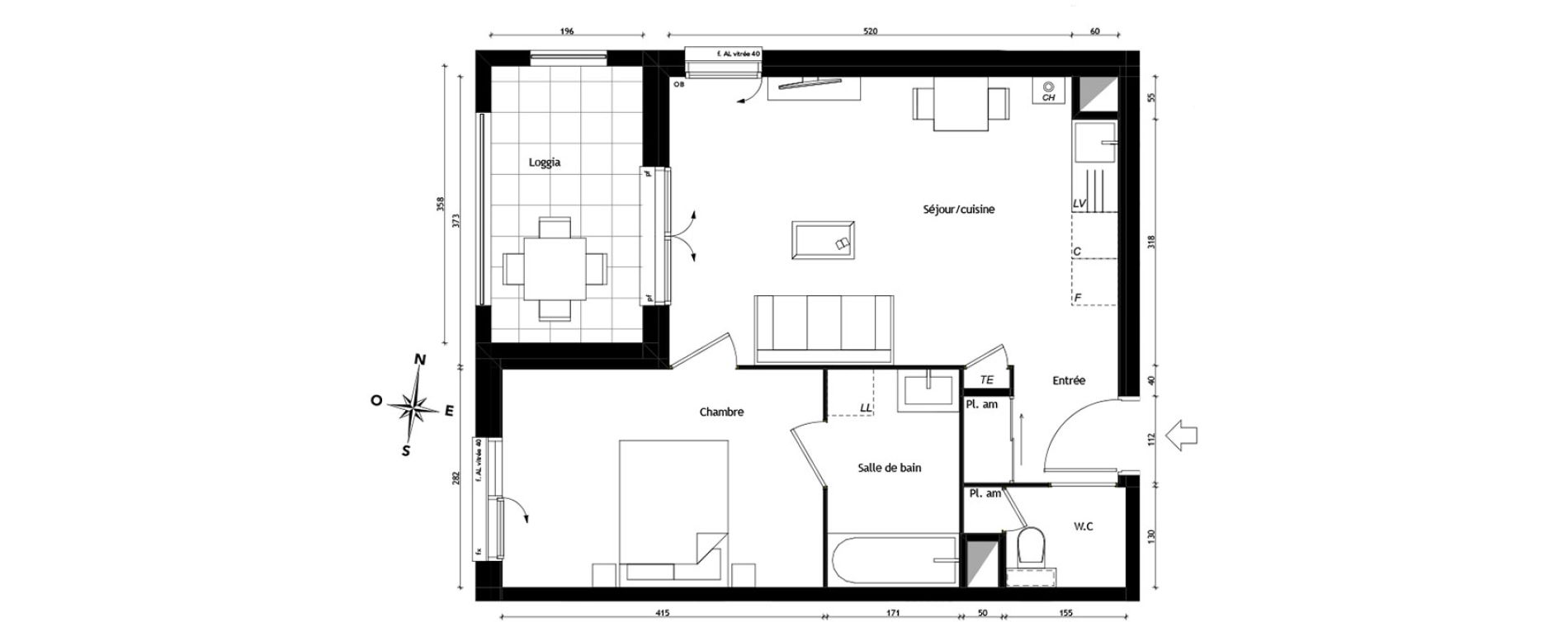 Appartement T2 de 42,86 m2 &agrave; Tassin-La-Demi-Lune Centre