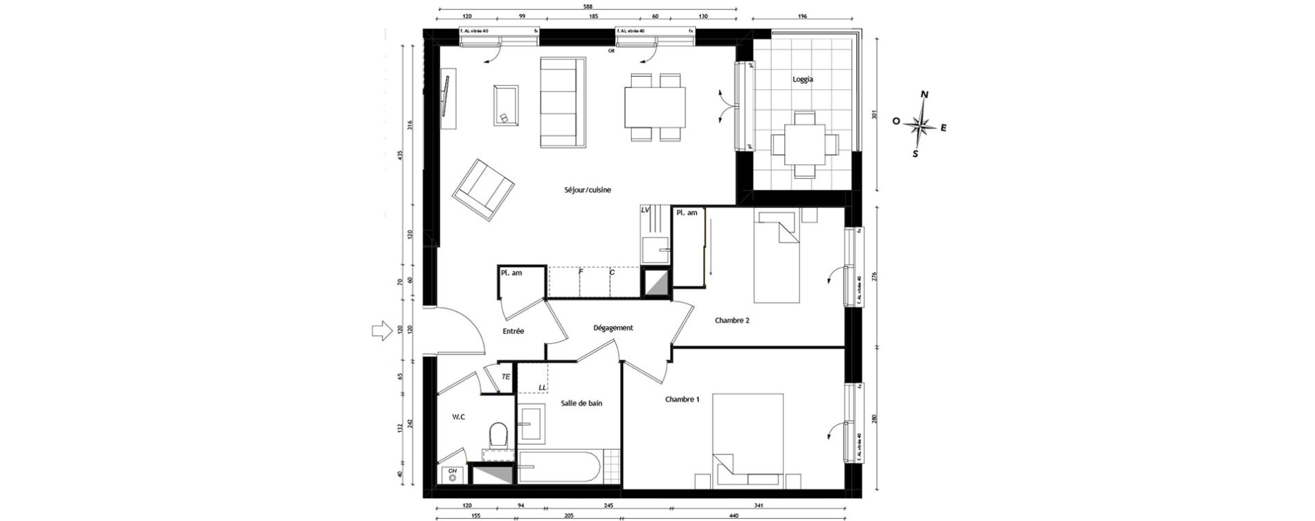 Appartement T3 de 61,49 m2 &agrave; Tassin-La-Demi-Lune Centre