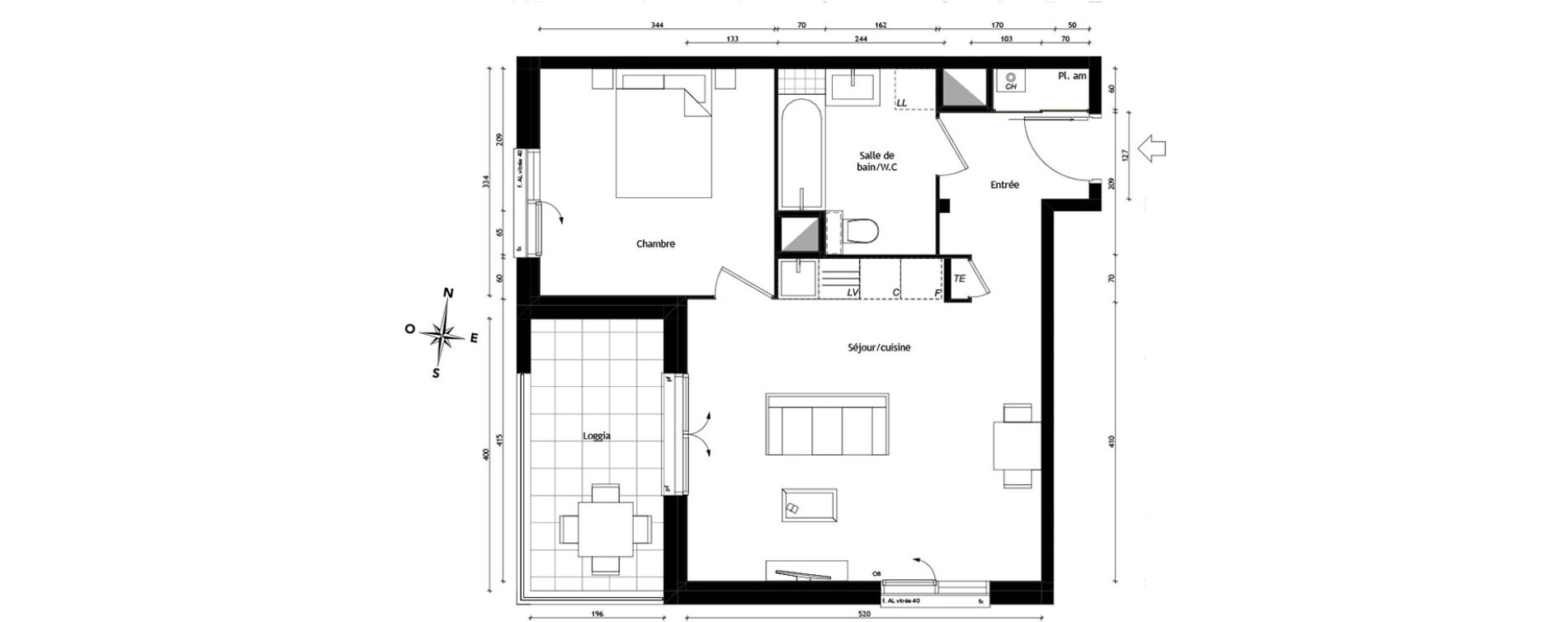 Appartement T2 de 45,92 m2 &agrave; Tassin-La-Demi-Lune Centre