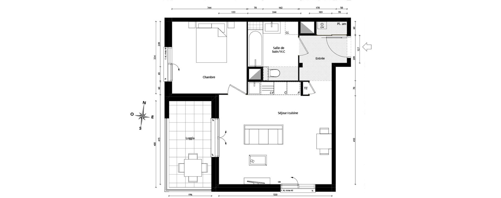 Appartement T2 de 45,92 m2 &agrave; Tassin-La-Demi-Lune Centre