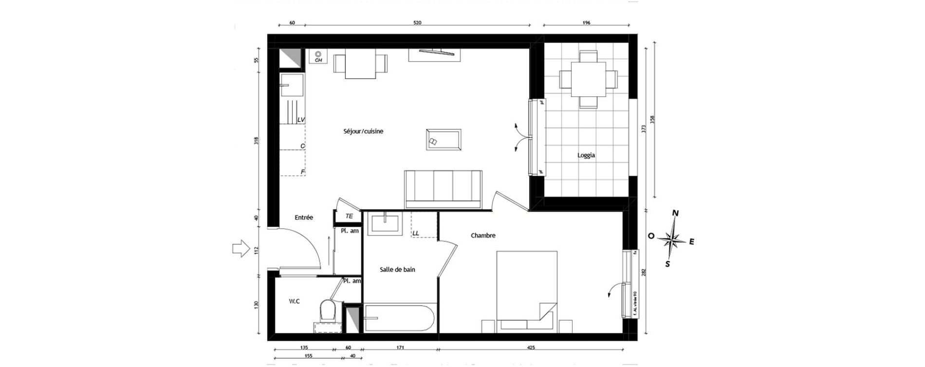 Appartement T2 de 42,94 m2 &agrave; Tassin-La-Demi-Lune Centre
