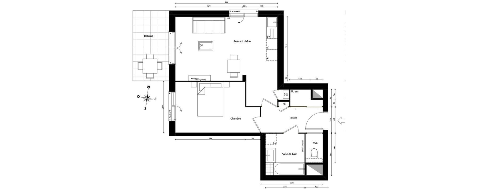 Appartement T2 de 46,82 m2 &agrave; Tassin-La-Demi-Lune Centre