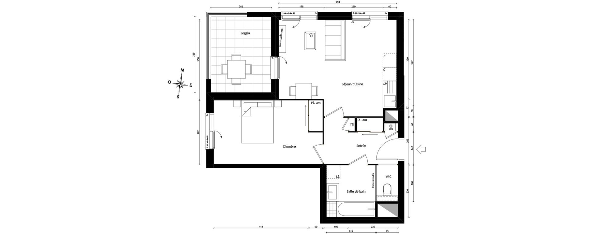 Appartement T2 de 46,40 m2 &agrave; Tassin-La-Demi-Lune Centre