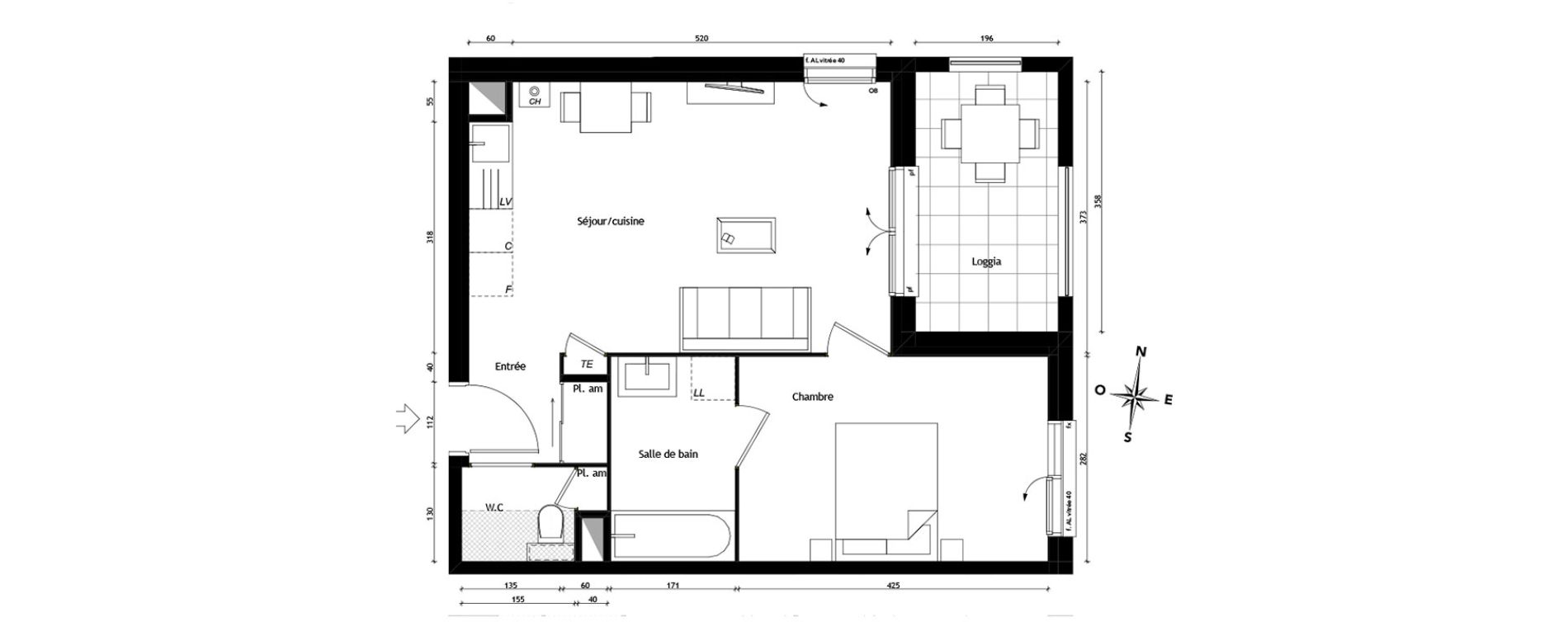 Appartement T2 de 42,94 m2 &agrave; Tassin-La-Demi-Lune Centre