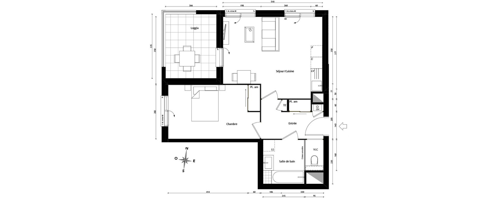 Appartement T2 de 46,60 m2 &agrave; Tassin-La-Demi-Lune Centre