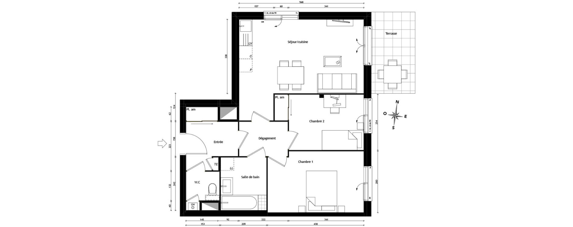 Appartement T3 de 58,74 m2 &agrave; Tassin-La-Demi-Lune Centre