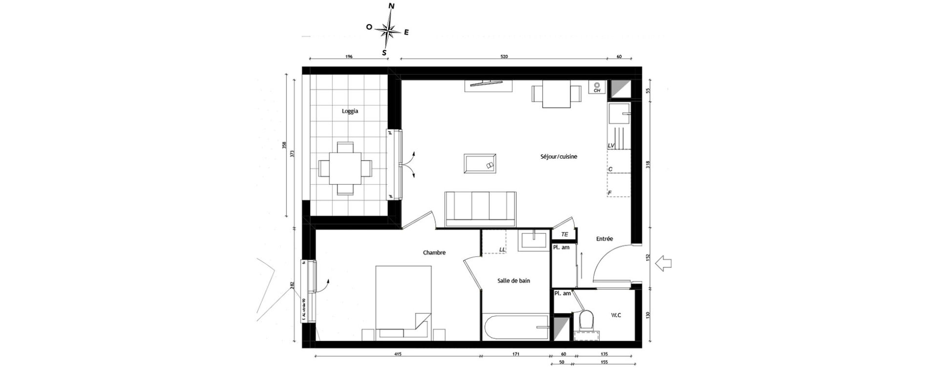 Appartement T2 de 42,83 m2 &agrave; Tassin-La-Demi-Lune Centre