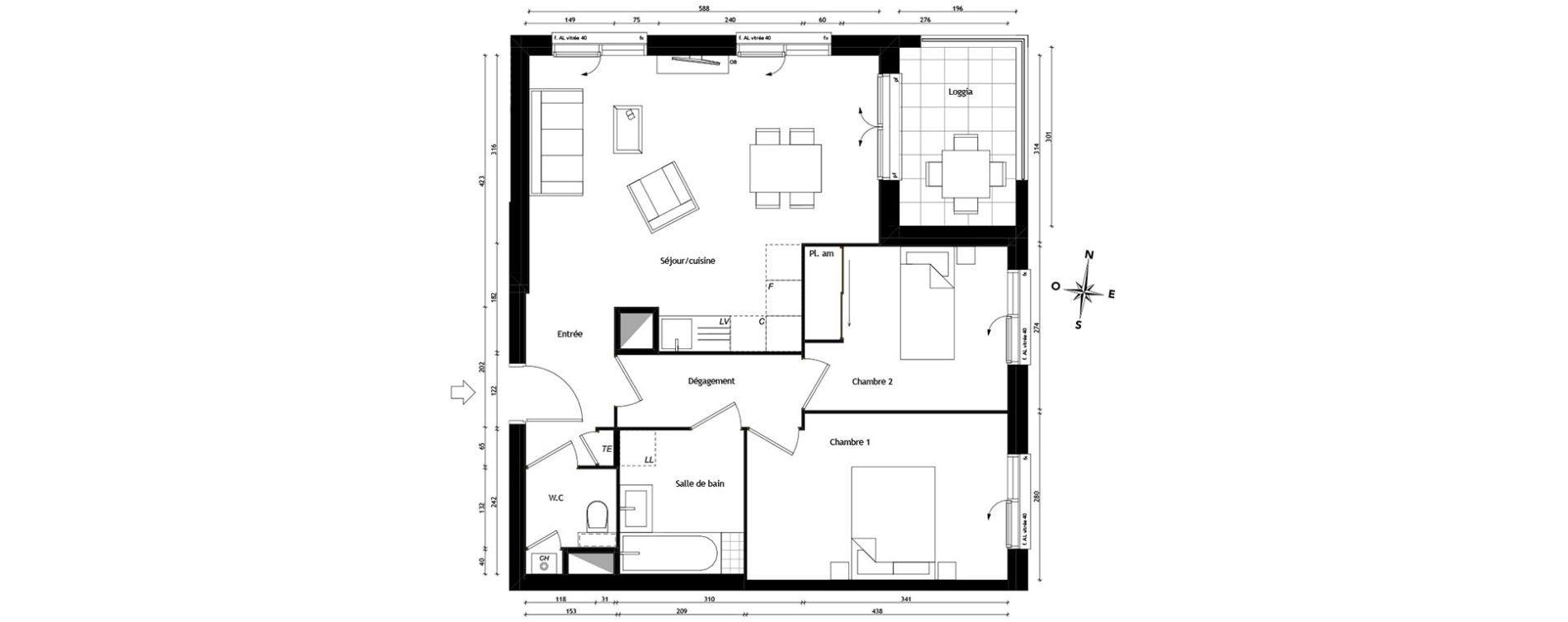 Appartement T3 de 61,48 m2 &agrave; Tassin-La-Demi-Lune Centre