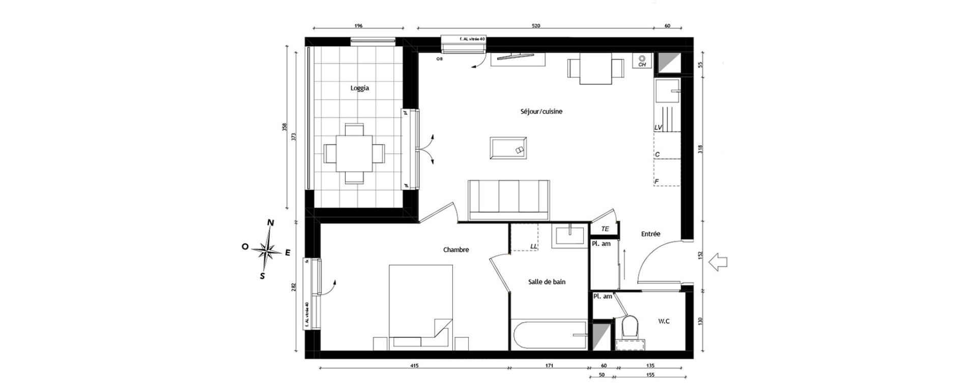Appartement T2 de 42,83 m2 &agrave; Tassin-La-Demi-Lune Centre