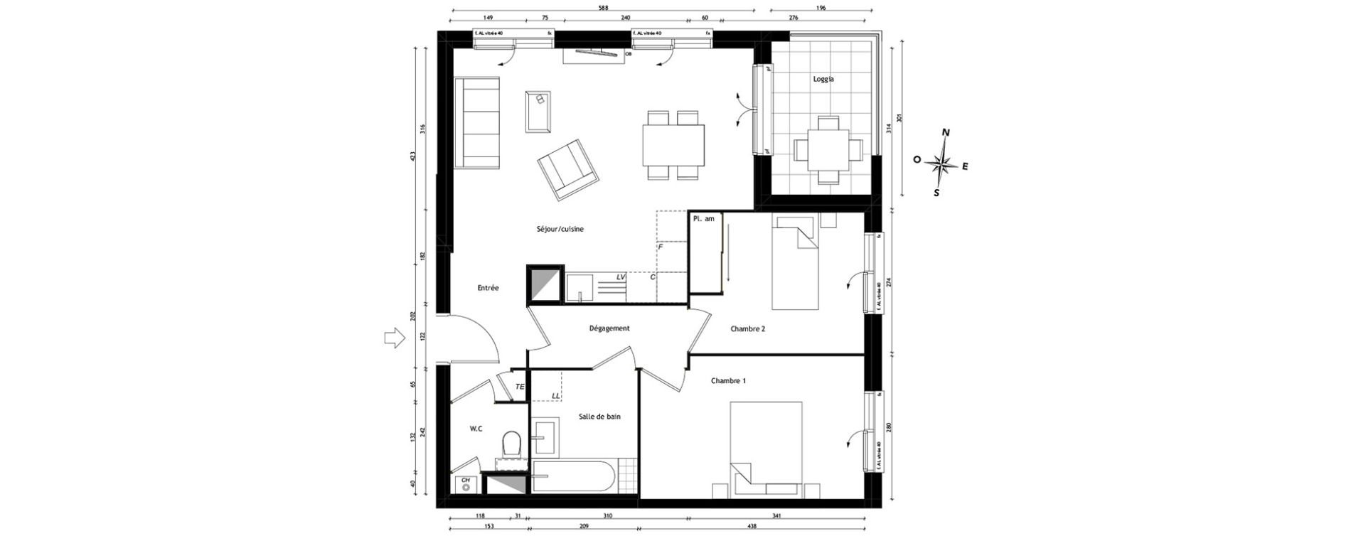 Appartement T3 de 61,48 m2 &agrave; Tassin-La-Demi-Lune Centre