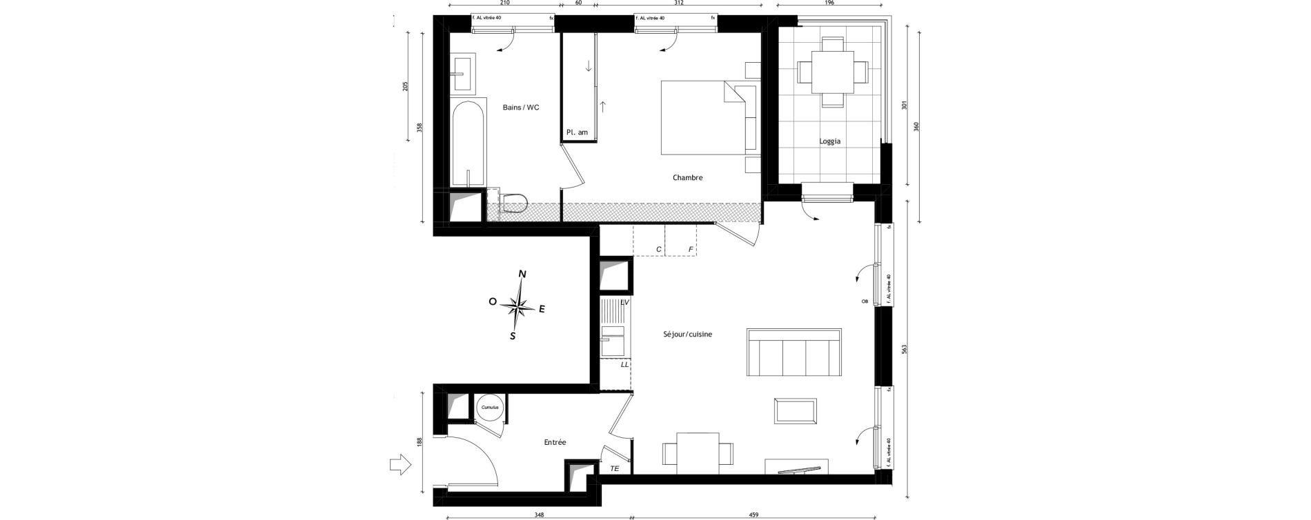 Appartement T2 de 50,34 m2 &agrave; Tassin-La-Demi-Lune Centre